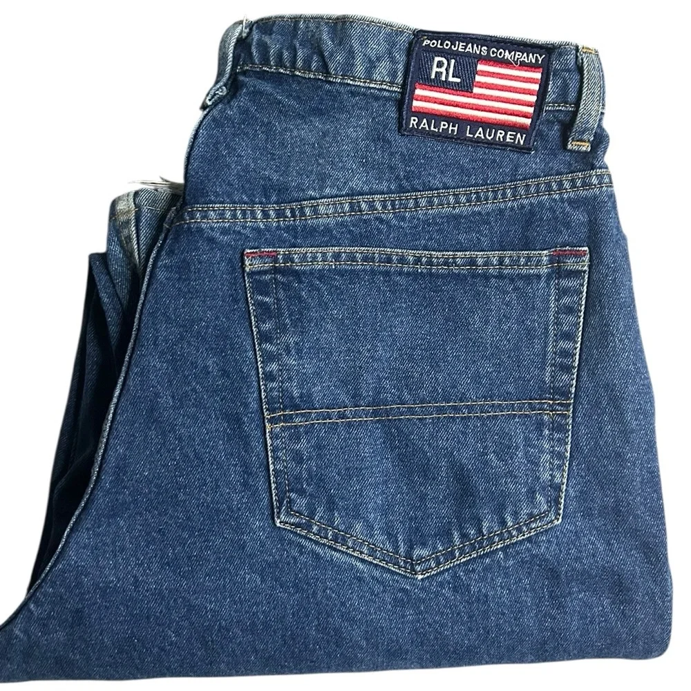 Vintage Polo Jeans Co RL Denim Jeans Men’s 32x30 Classic Straight USA Flag Patch